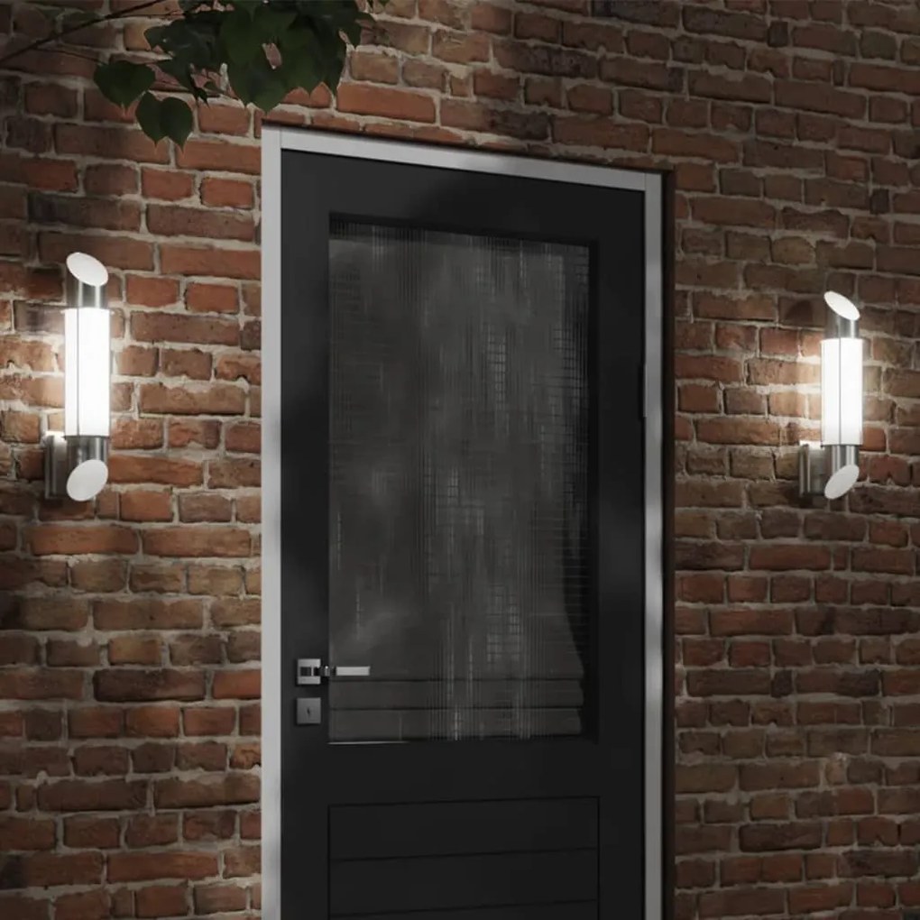vidaXL Candeeiro de parede para exterior aço inoxidável prateado