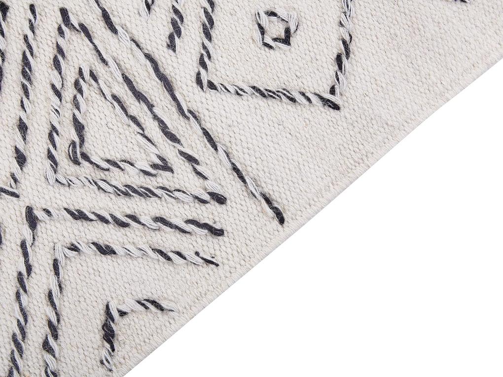 Tapete de lã branco e preto 80 x 150 cm ALKENT Beliani