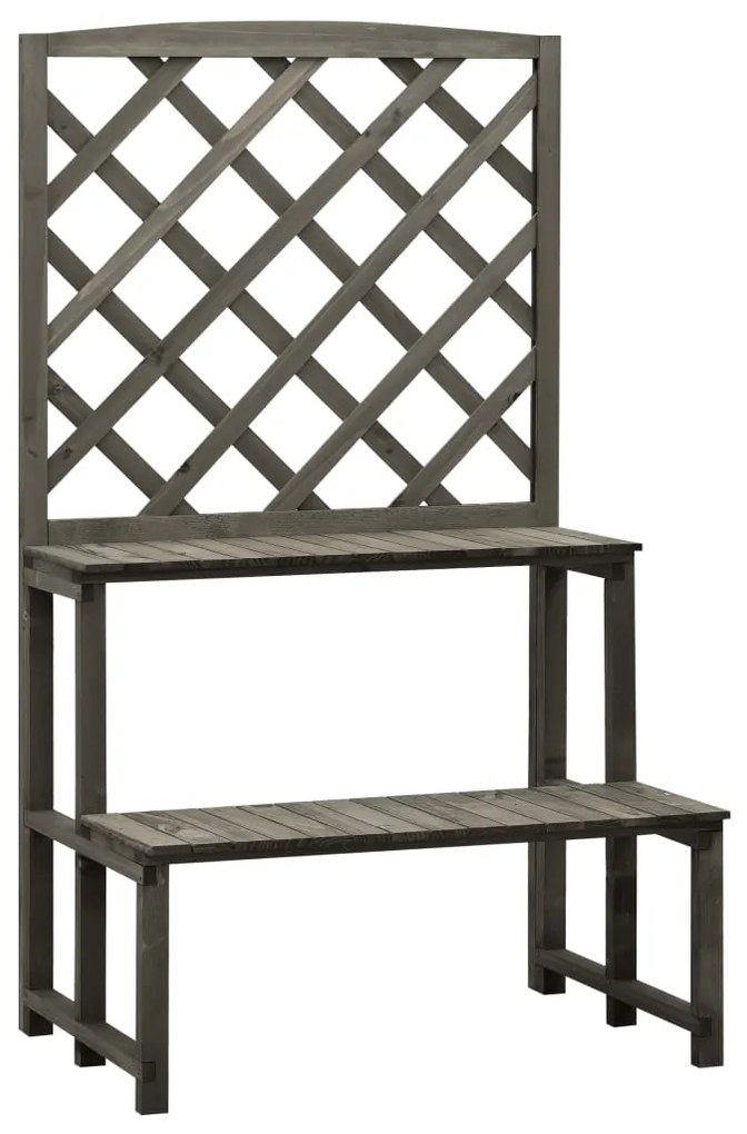 vidaXL Suporte de plantas c/ treliça 70x42x120cm abeto maciço cinzento
