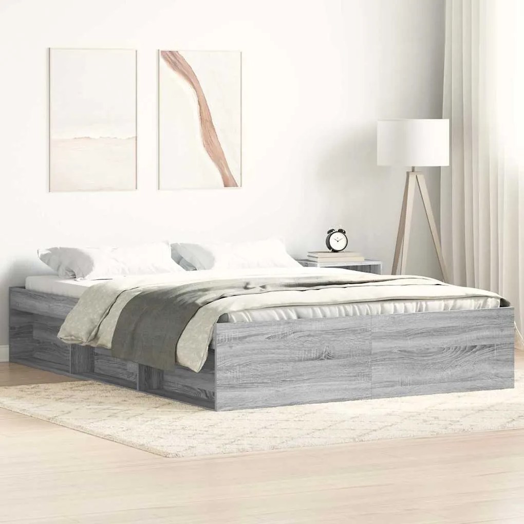 Estrutura de cama 140x200 cm cinza sonoma