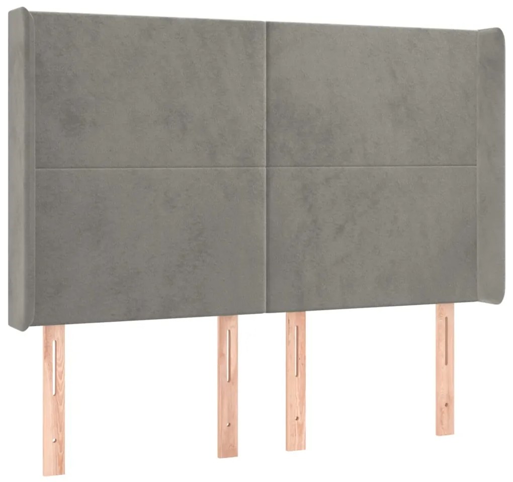 Cama box spring c/ colchão/LED 140x200 cm veludo cinzento-claro