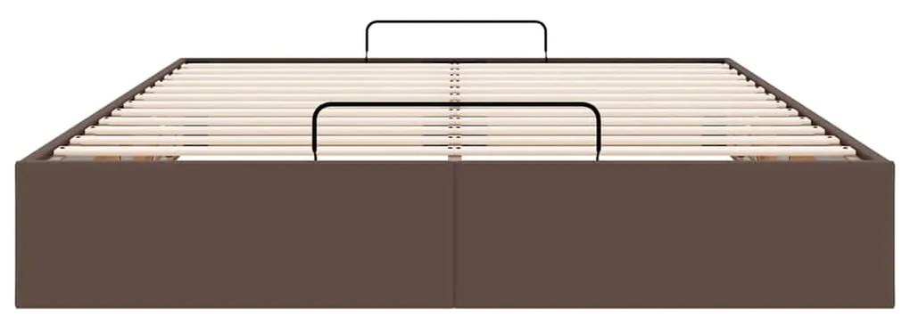 Estrutura de cama otomana sem colchão 140x200 cm castanho