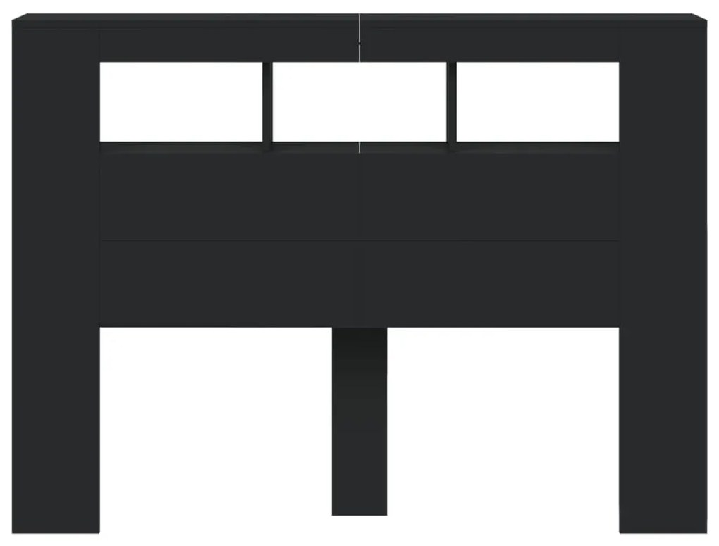 Cabeceira cama c/ LEDs 140x18,5x103,5 cm deriv. madeira preto