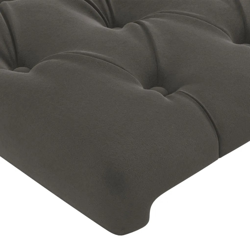 Cabeceira de cama c/ abas veludo 163x23x78/88cm cinzento-escuro