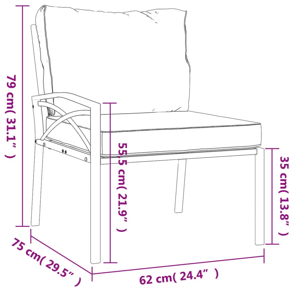 6 pcs conjunto lounge de jardim aço c/ almofadões cinzentos