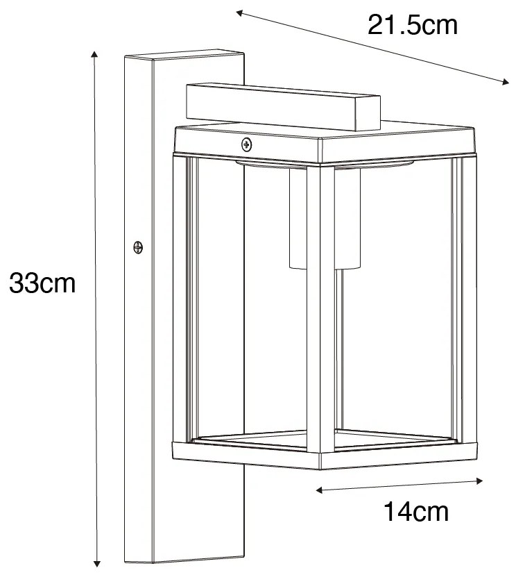 Candeeiro de parede exterior preto com vidro canelado IP44 - Charlois