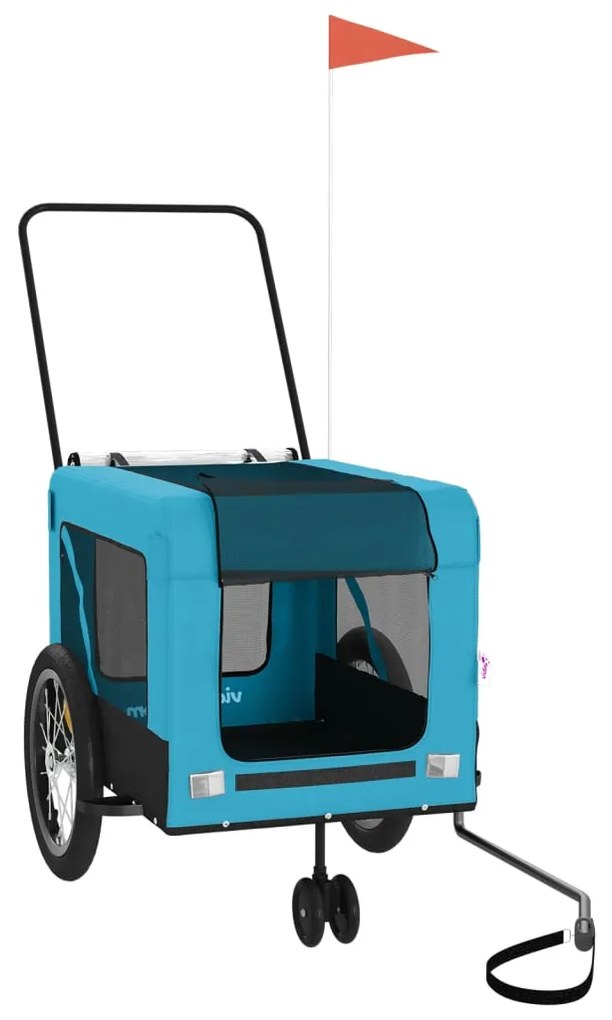 Reboque de bicicleta p/ animais tecido oxford/ferro azul/preto