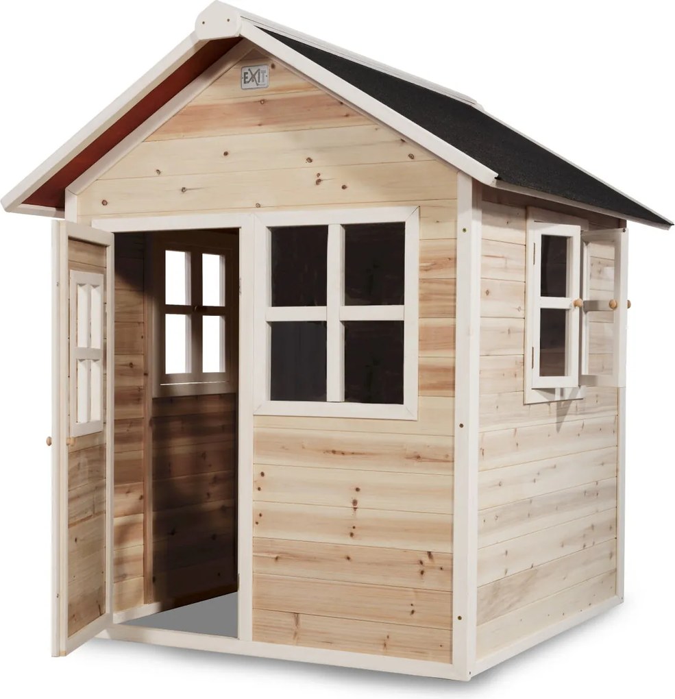 Casa de brincar infantil exterior para crianças Loft 100 em madeira - natural