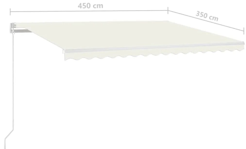 Toldo retrátil manual com LED 450x350 cm cor creme