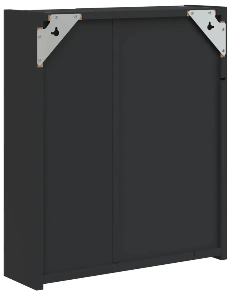 Armário espelhado p/ casa de banho c/ LEDs 45x13x52 cm preto