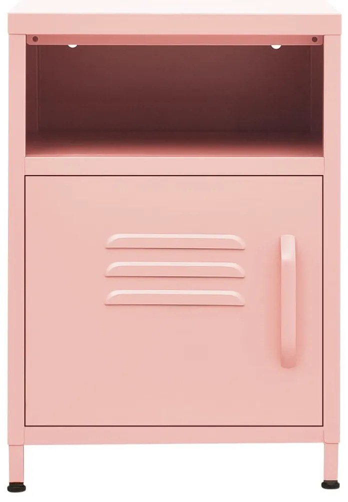Mesa de cabeceira 35x35x51 cm aço rosa