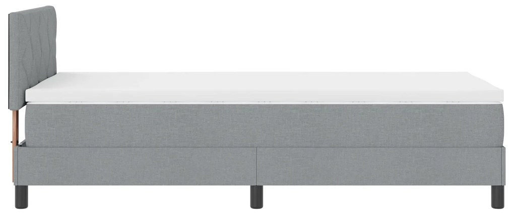Cama Box Spring com Colchão Cinza Claro 100x200 cm Tecido