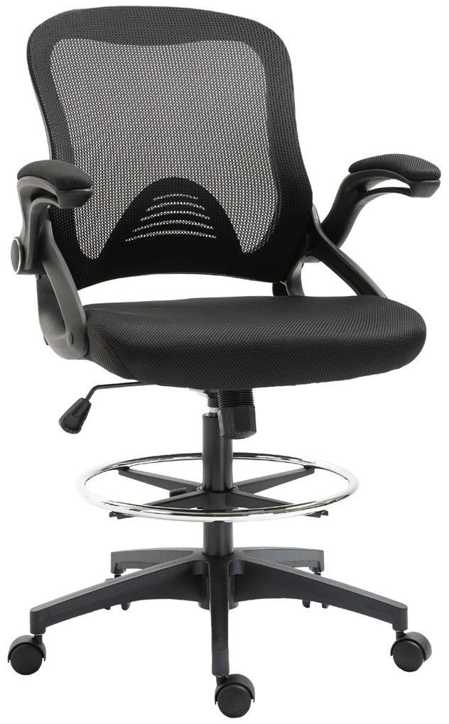 Vinsetto Cadeira de Escritório Cadeira de Assento Alto Ajustável 64x60x106-126 cm Giratória 360° Malha Respirável Preto | Aosom Portugal