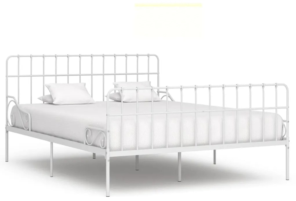 284607 vidaXL Estrutura de cama com estrado de ripas 200x200 cm metal branco