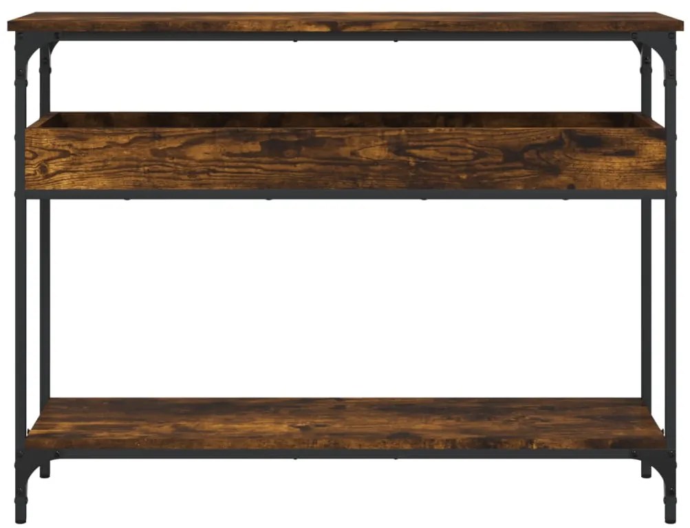 Mesa consola c/ prateleira derivados de madeira carvalho fumado