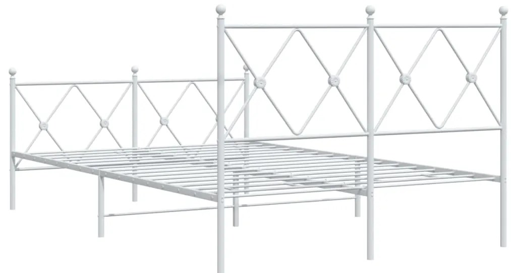 Estrutura de cama com cabeceira e pés 120x190 cm metal branco