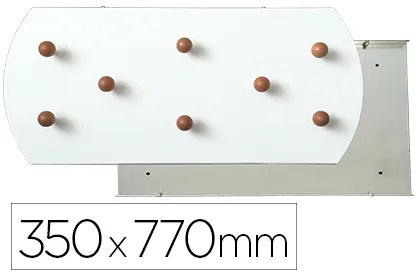 Cabide Sie de Parede Branco 8 Suportes de Madeira Faia 350x770 mm