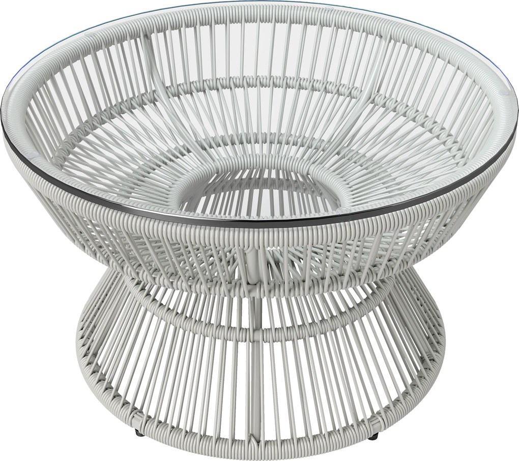 Outsunny Mesa de Centro Redonda Ø60 cm Rattan Pe e Tampo em Vidro Temperado | Aosom Portugal