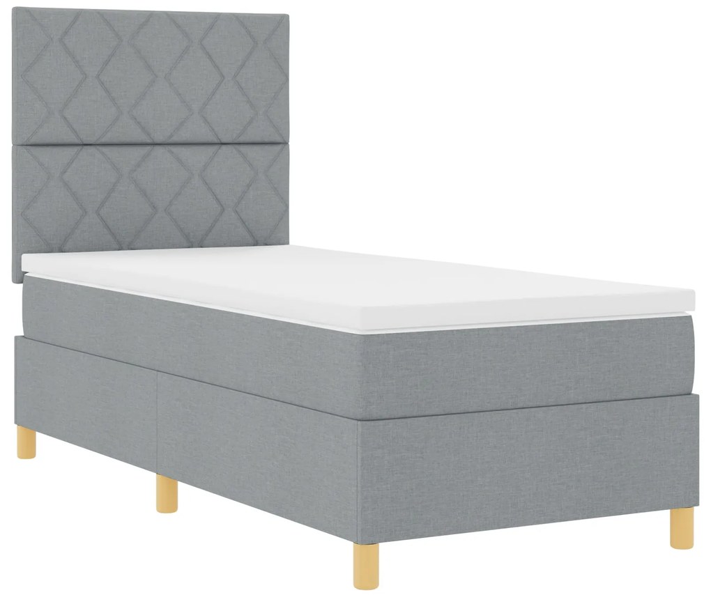 Cama Box Spring com Colchão Cinza Claro 90x200 cm Tecido