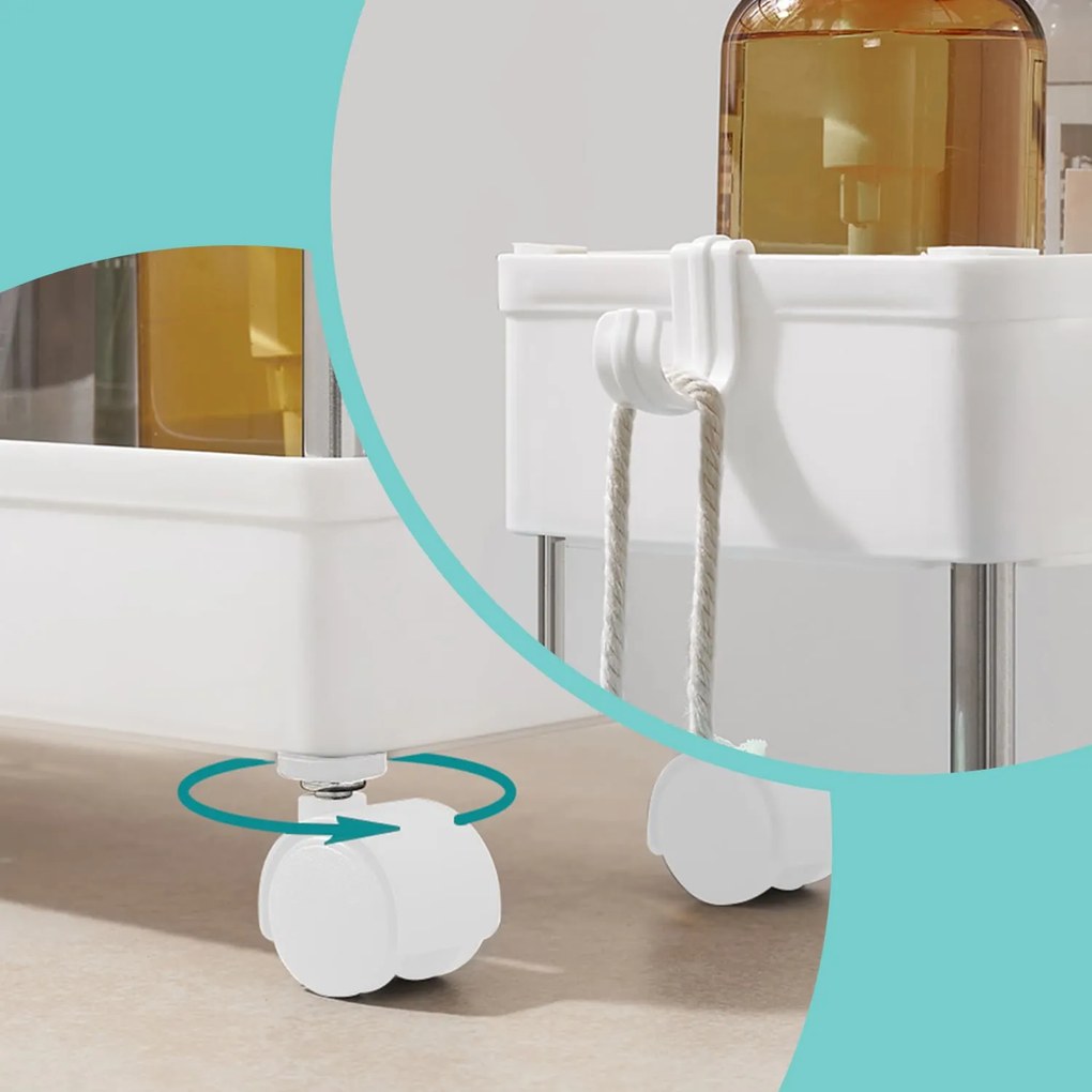 Carrinho de cozinha, casa de banho extensível 23 x (38-60) x 15,3 cm branco