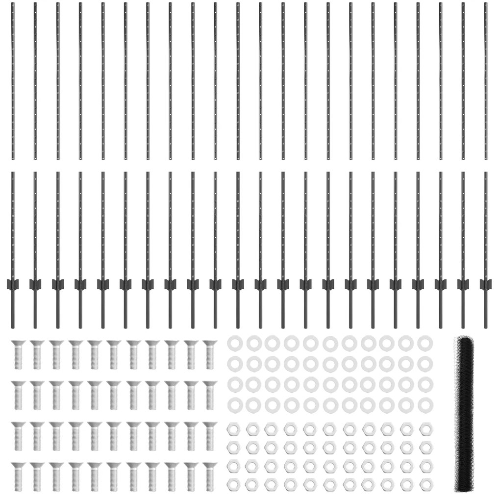 Postes de Cerca vidaXL 22 pcs U-Channel Cinza 160 cm Aço
