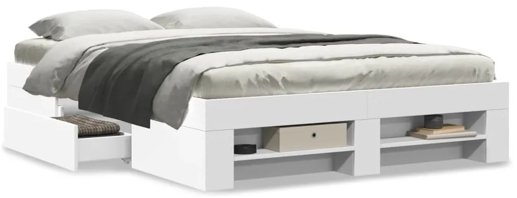 Estrutura de cama 135x190 cm derivados de madeira branco
