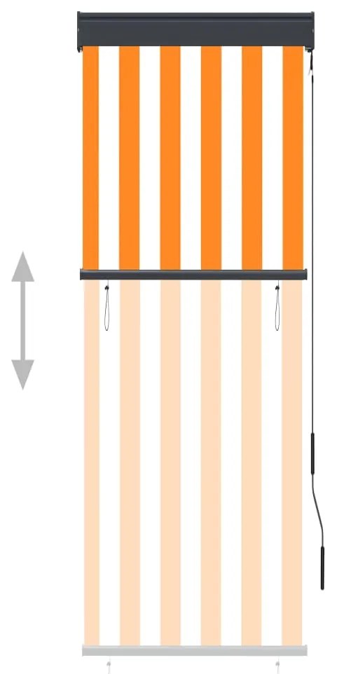 Estore de rolo para exterior 60x250 cm branco e laranja