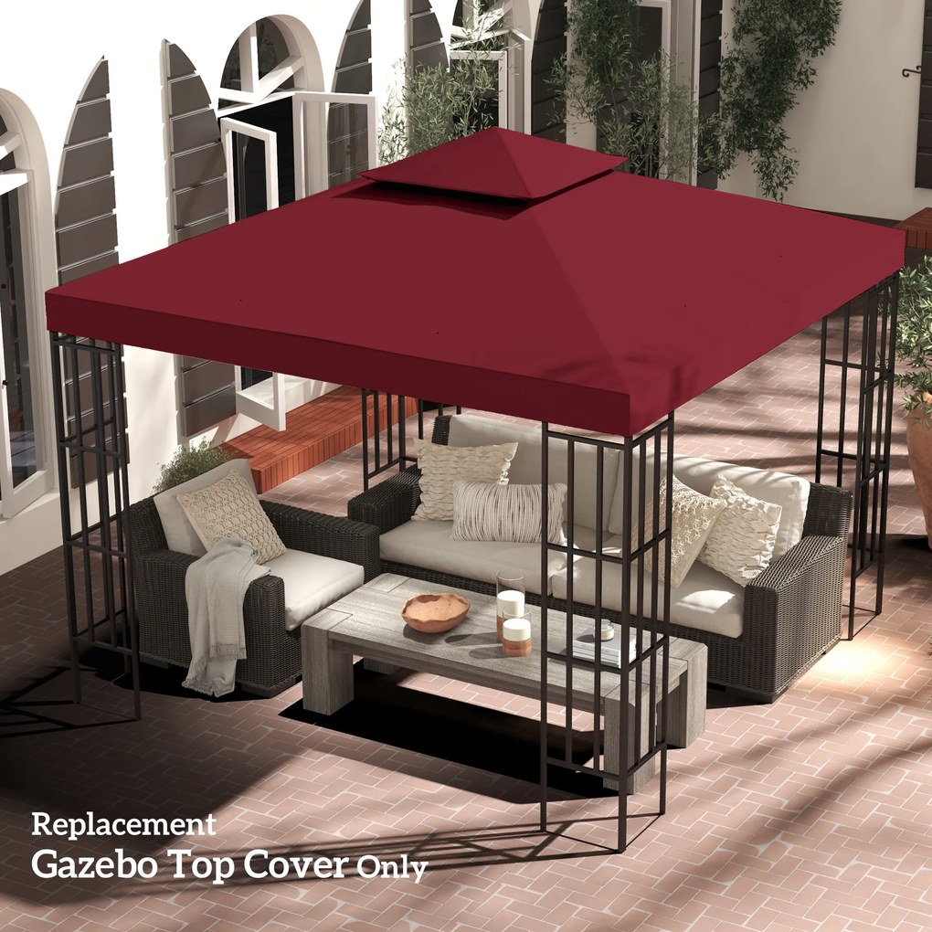 Teto de substituição para tenda de jardim 3 x 3 m (ESTRUTURA NÃO INCLUIDA) vermelha