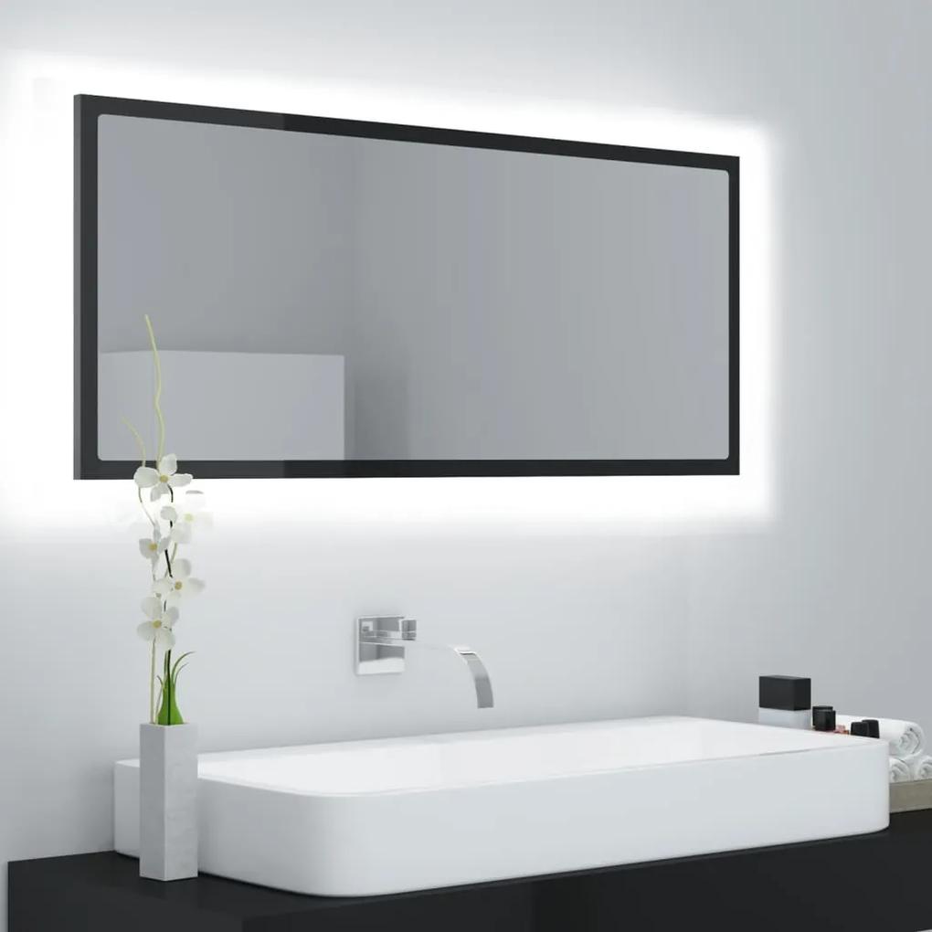 804946 vidaXL Espelho casa de banho LED 100x8,5x37 cm contrapl. preto brilh.