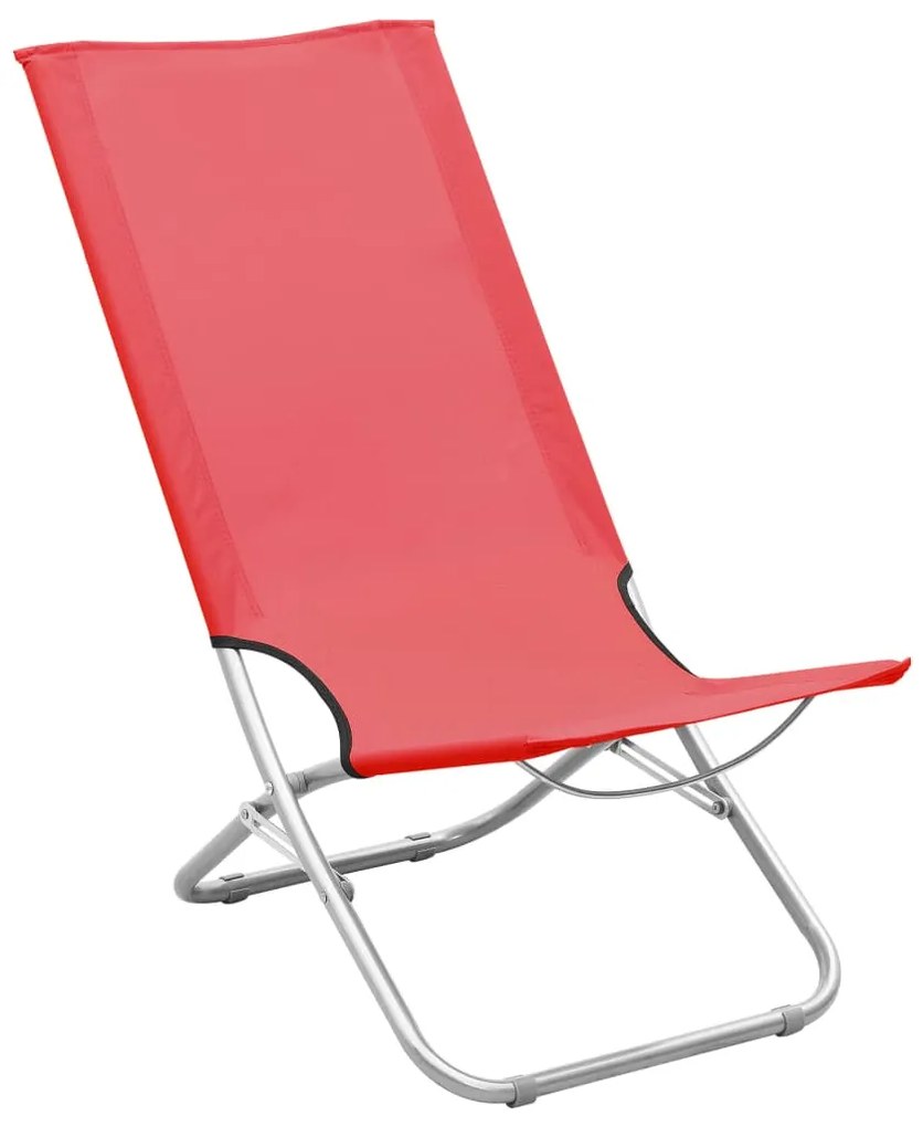 Cadeiras de praia dobráveis 2 pcs tecido vermelho