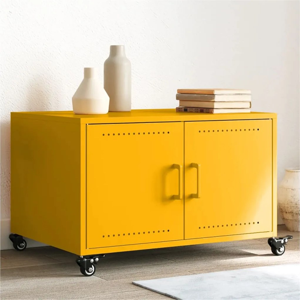 vidaXL Mesa de centro 68x50x43,5 cm aço amarelo mostarda