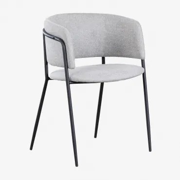 Pacote De 4 Cadeiras De Jantar Estofadas Nalon Negro & Tecido Cinza Claro & Tecido - Sklum