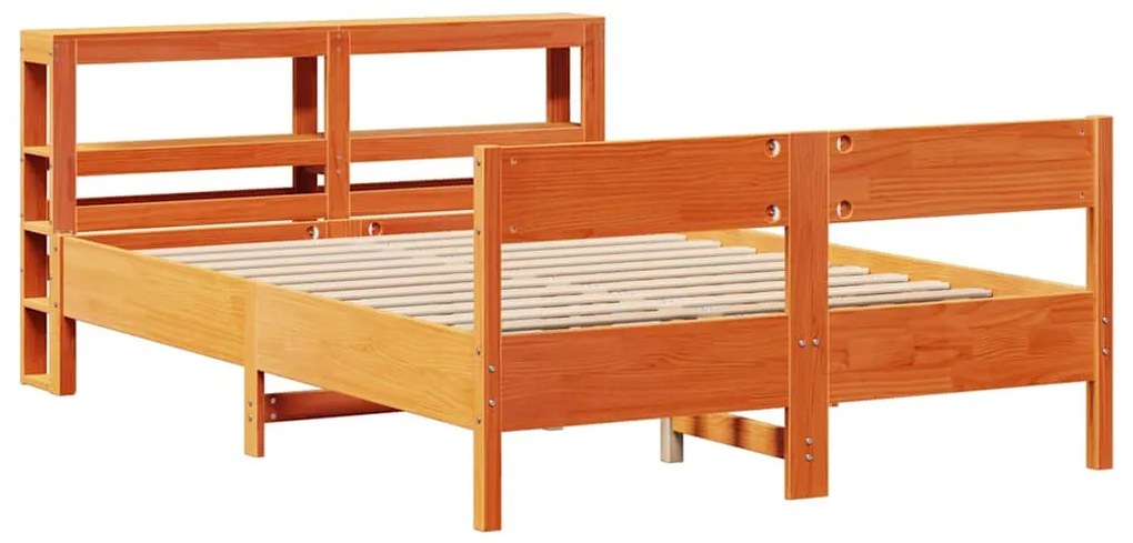 Cama sem colchão 140x190 cm pinho maciço castanho-mel