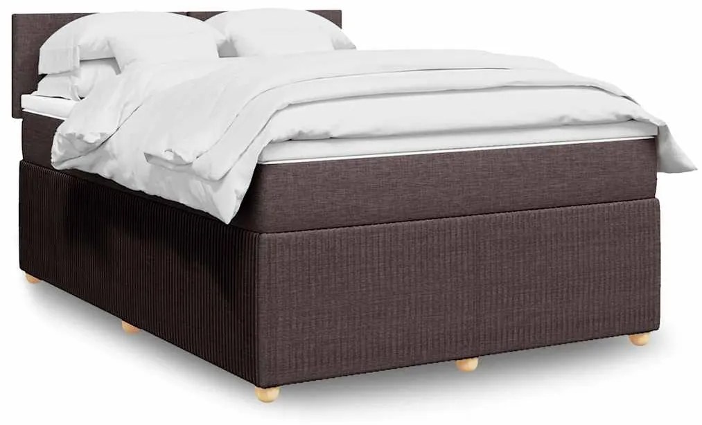 vidaXL Cama com molas/colchão 140x200 cm tecido castanho-escuro
