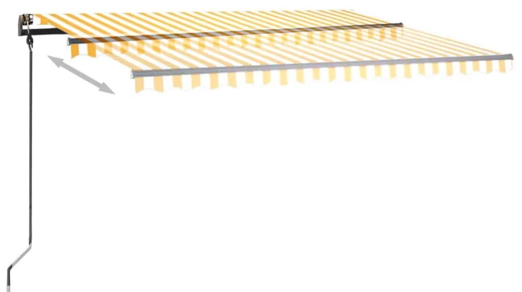 Toldo retrátil manual com luzes LED 4,5x3 m amarelo e branco