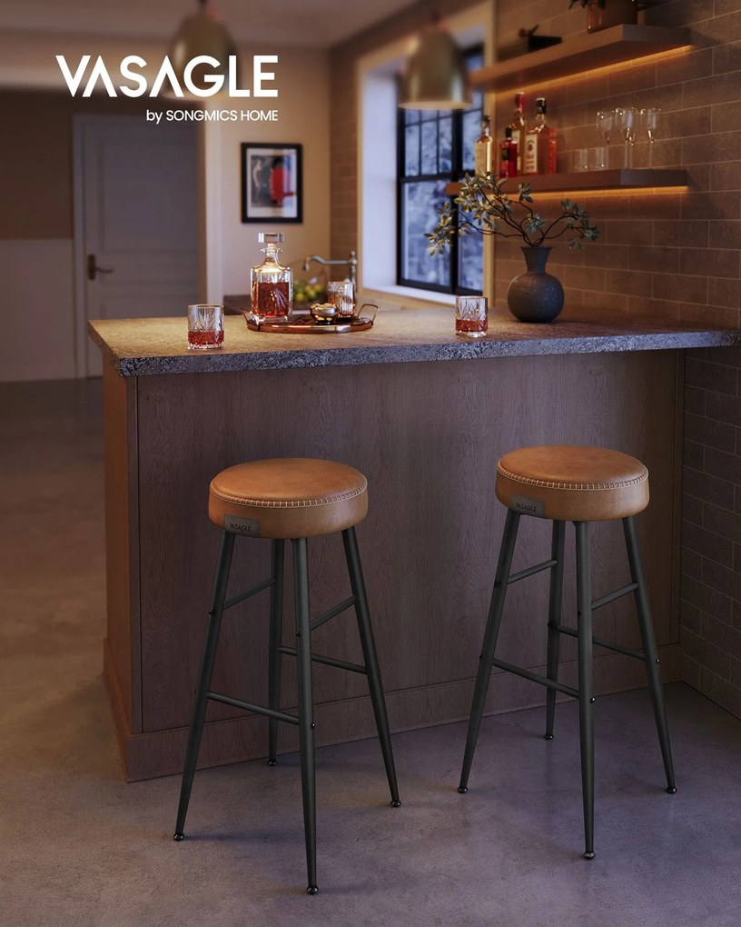 Conjunto 4 Bancos de bar Coleção EKHO 51,6 x 51,6 x 76,20 Cm Castanho caramelo