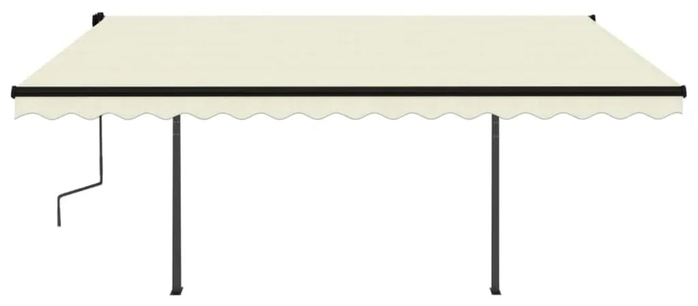 Toldo retrátil automático com postes 4x3,5 m cor creme