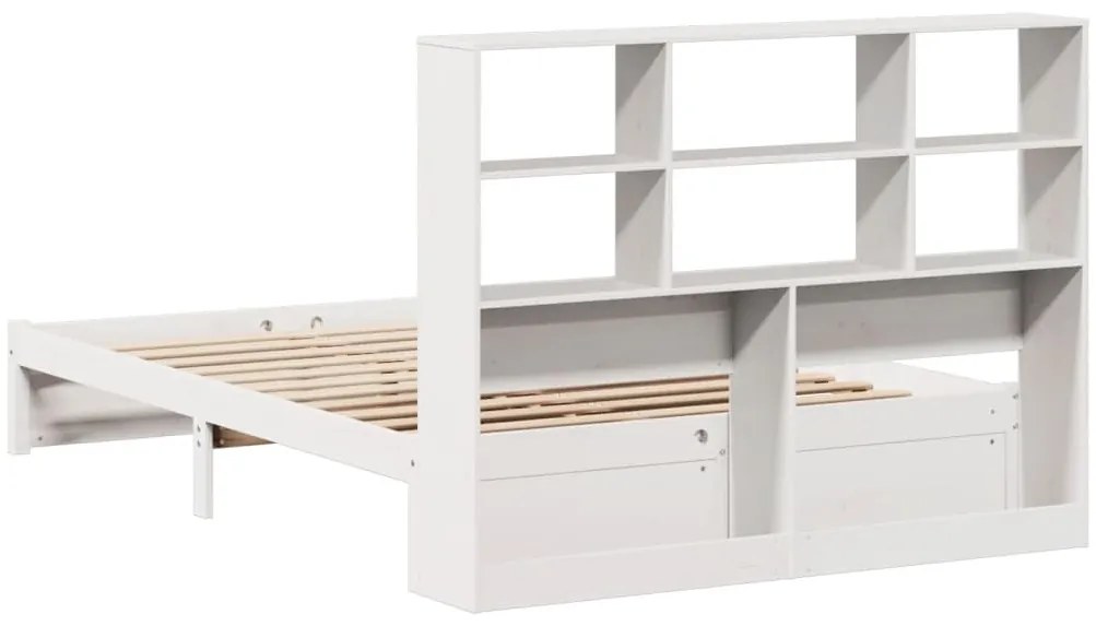 Cama com estante sem colchão 120x200 cm pinho maciço branco
