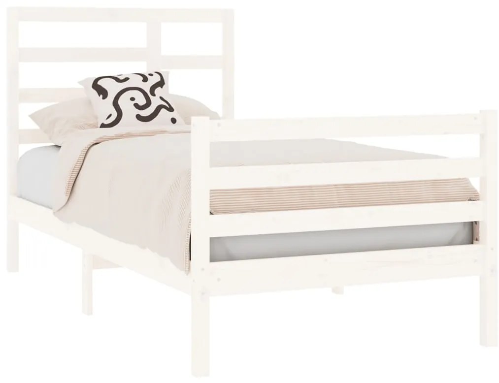 Estrutura cama pequena solteiro 75x190 cm madeira maciça branco