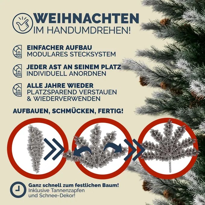 Árvore de Natal artificial 180 cm com neve Verde + Branco
