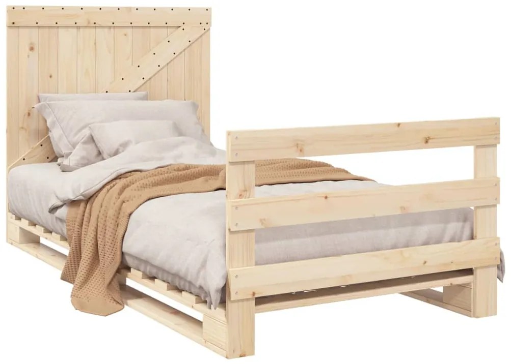 Estrutura de cama com cabeceira 100x200cm pinho maciço