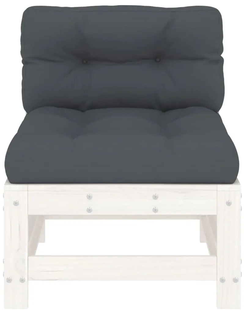 Sofás de centro com almofadões 2 pcs pinho maciço branco