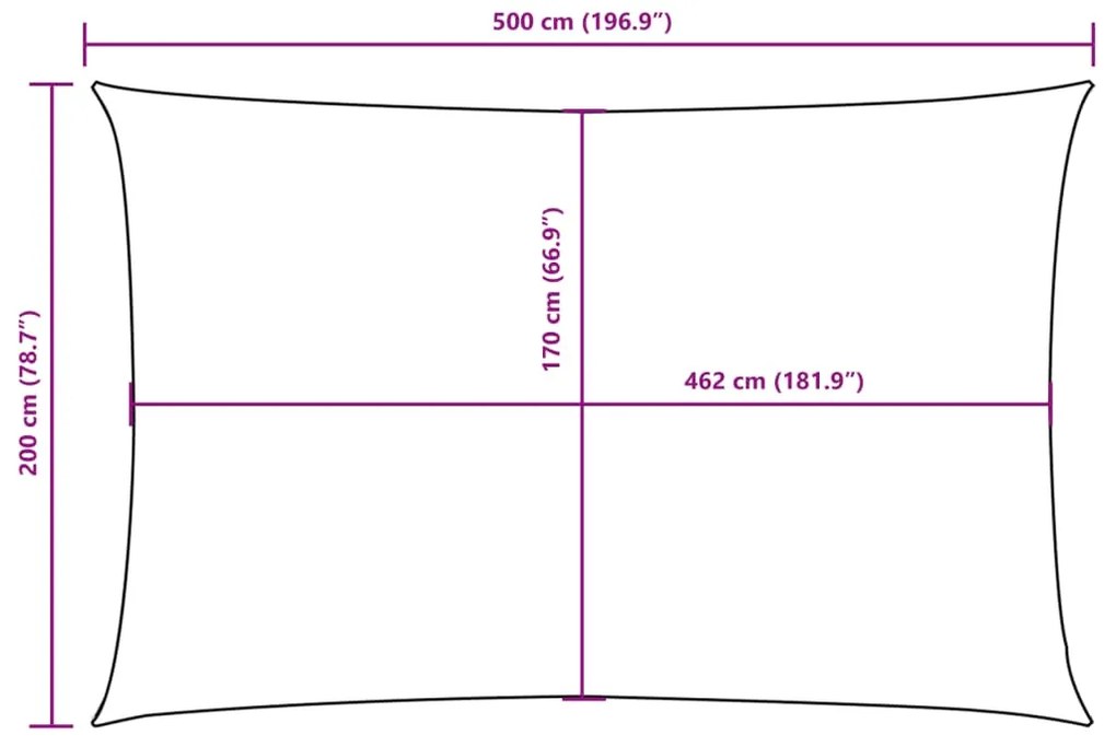 Para-sol tecido oxford retangular 2x5 m cinzento-acastanhado