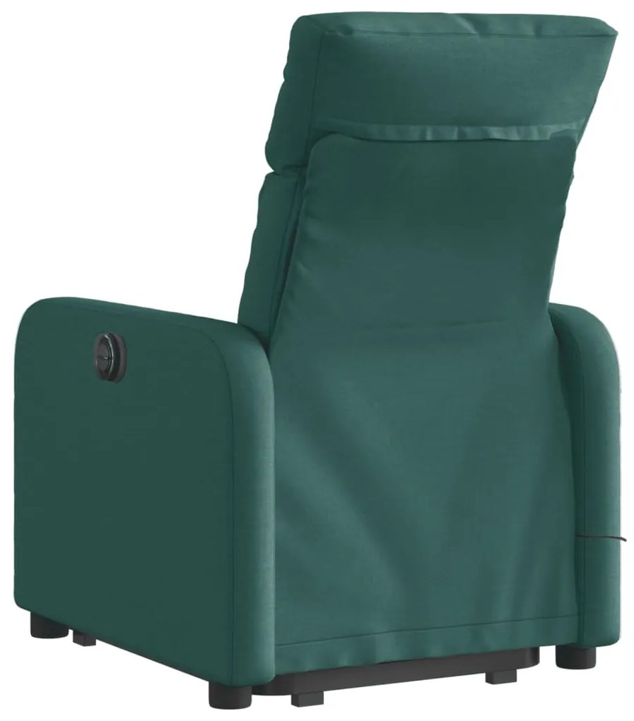 Poltrona elétrica elevatória massagens tecido verde-escuro