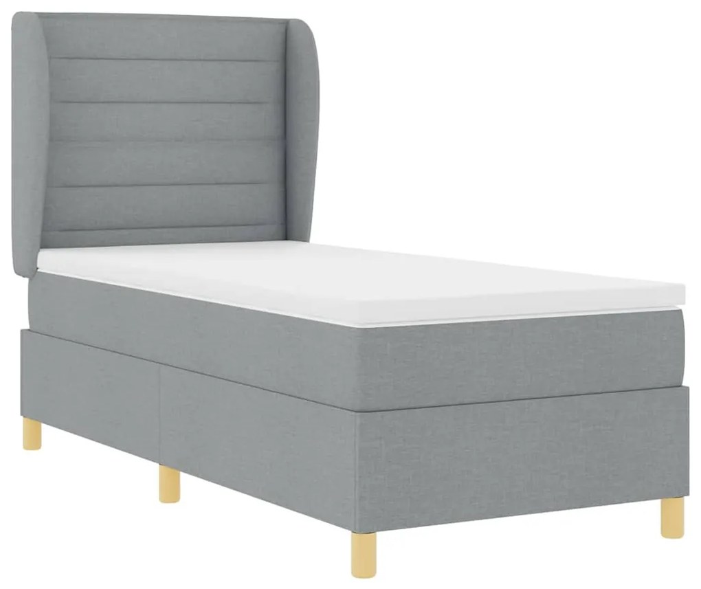 Cama Box Spring com Colchão vidaXL Cinza Claro 90x200 cm Tecido