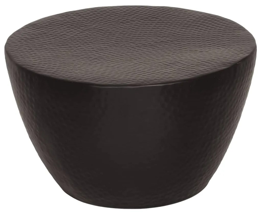 vidaXL Mesa de centro em alumínio martelado Ø 50x30 cm preto