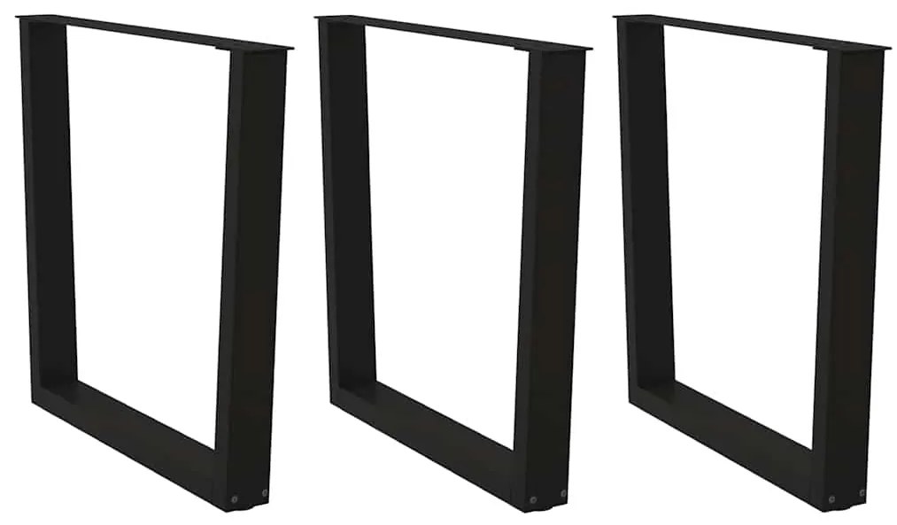 Pernas para mesa de jantar em V 3 peças, preto, 90x(72-73,3) cm, aço
