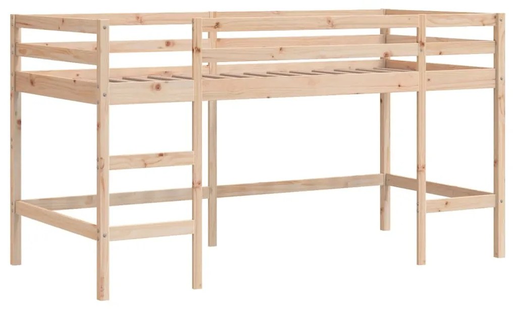 Cama alta p/ criança c/ cortinas 90x190 cm pinho maciço azul