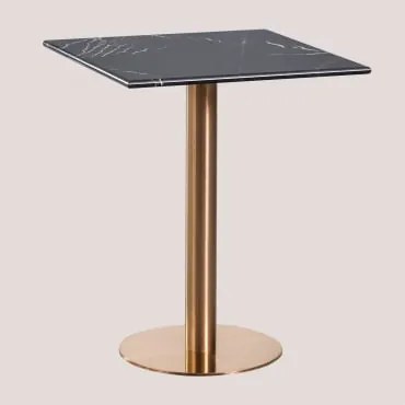 Square Cosmopolitan Marble Bar Table Mármore Nero Marquina & ↔︎ 60 Cm & Oro Rosa - Sklum