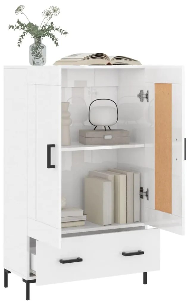 Aparador alto 69,5x31x115 cm derivados madeira branco brilhante